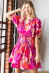 Women's Floral Short Sleeve Smocked Mini Dress